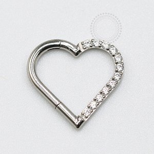 TN266 Coração Daith 10mm Cravejado Titânio ASTM F136