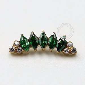 TN1103 Topo Cluster CZ Verde Esmeralda Titânio PVD Gold (OUTLET)