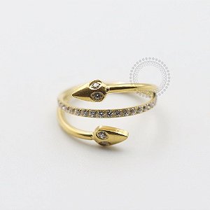TN601 Segmento Cobras Cravejado Titânio PVD Gold