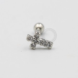 MBA76 Microbell Cruz Cravejada Zirconia  Banho Rodio