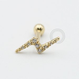 OR79 Microbell Raio Cravejado 9 CZ Ouro 18k