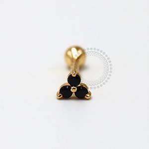 OR80 Labret Trinity Black Ouro 18K