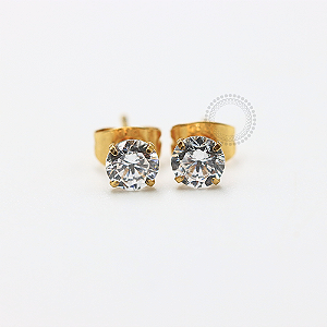 PVD115 Brinco Cristal Aço PVD Gold
