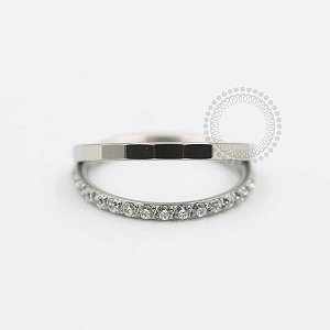 TN350 Segmento Duplo 1 Linha Cravejada  Titânio  (OUTLET)