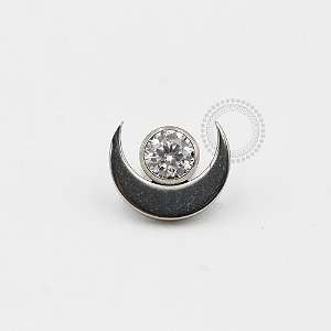 TN261 Topo Meia Lua Chapa com Zirconia  Ponto de Luz Titânio