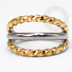 TN1405 Segmento Triplo Duo Titânio Polido e PVD Gold (OUTLET)