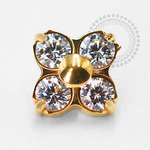 TN1430 Topo Flor 4 Pétalas Titânio PVD Gold