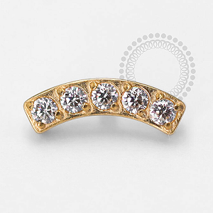 TN1443 Topo Mini Cluster 5 Zircônias Titânio PVD Gold