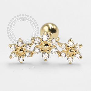 OR83 Microbell Cluster 3 Flores Miolo Chapa Ouro 18K (0,50G)