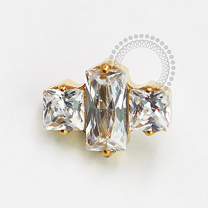 TN1582 Topo Trio Zircônias Titânio PVD Gold