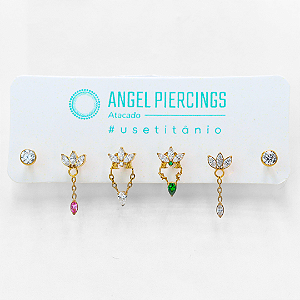 KIT31 Labrets Titânio PVD Gold