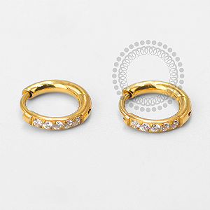 TN1615 Par de Brincos Argola Lux 8mm Titânio PVD Gold