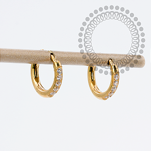 TN1615 Brinco Argola Cravejada 8mm Titânio PVD Gold