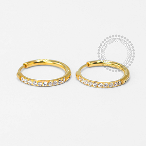 TN1669 Par De Brincos Argola Lux 14mm Titânio PVD Gold