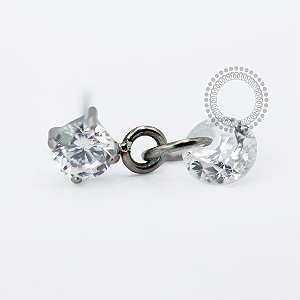 TN1709 Topo Zirconia Pingente Cristal Push Pin Titânio ASTM F-136