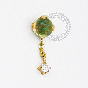 TN1745 Topo Pedra Peridot Sintética Com Pingente Titânio PVD Gold