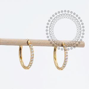 TN1730 Brinco Argola Cravejada 10mm Titânio PVD Gold