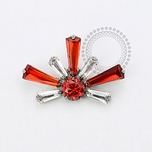 TN1734 Topo Estrela Baguete Rubi E Cristal Titânio ASTM F-136