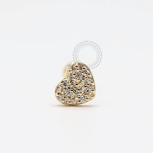 OR98 Microbell Coração Cravejado Grande Ouro 18K