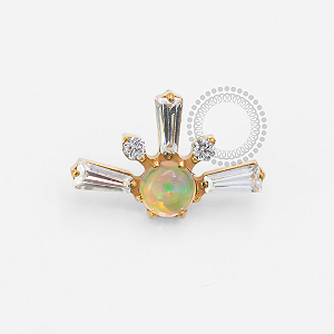 TN1799 Topo Astra Pedra Opala Jelly Sintética Titânio PVD Gold (OP533)