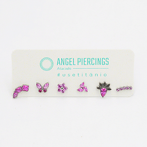 KOR09 KiT Labret Rosa Titânio ASTM F-136