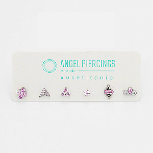 KOR11 Kit Labret Rosa Claro Titânio ASTM F-136