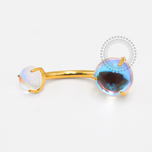 TN1816 Navel Moonstone Furta Cor Titânio PVD Gold