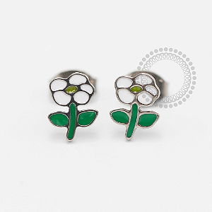 TN1864 Par de Brincos Flor Resinada Titânio ASTM F136