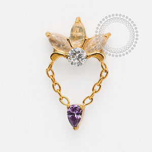 TN1880 Topo Orquídea Pedra Moon Titânio PVD Gold