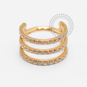 TN1904 Segmento Triplo Cravejado Titânio PVD Gold