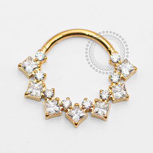 TN1905 Segmento Frontal 15 CZ Titânio PVD Gold