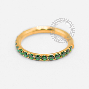 TN1907 Segmento Zircônia Verde Esmeralda Titânio PVD Gold