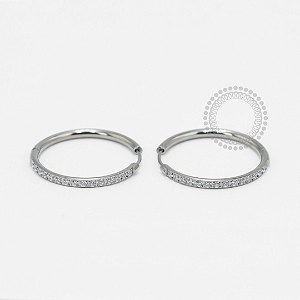 TN1849 Par de Brincos Argola CZ Lux 20mm Titanio ASTM F136