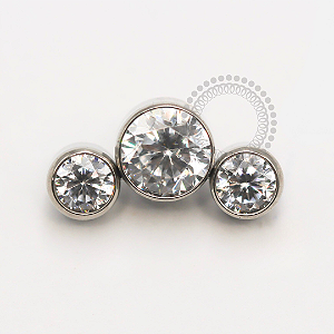 TN1890 Topo Mini Cluster 3 Pedras Titânio ASTM F-136