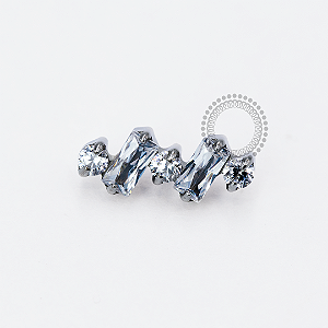 TN1914 Topo 2 Baguettes E 3 Pontos De Luz Titânio ASTM F-136