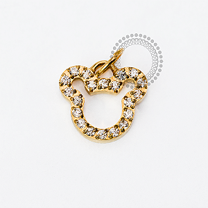 TN1923 Pingente Mickey Mouse Titânio PVD Gold