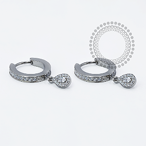 TN1949 Par de Brincos CZ Pingente Gota Titânio ASTM F136