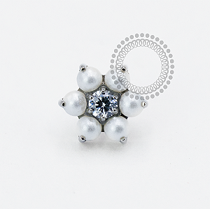 TN1953 Topo Flor de Pérolas Push Pin Titânio ASTM F136