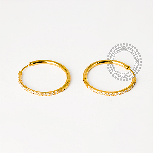 TN1959 Par De Brincos Argola Cravejada 30mm Titânio PVD Gold