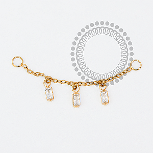 TN1975 Pingente Corrente 3 Pedras Titânio PVD Gold