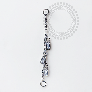 TN1968 Pingente Correntes 3 Pedras CZ  Titânio ASTM F-136