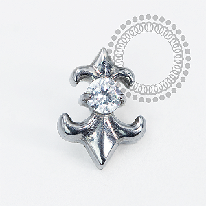 TN2012 Topo Flor De Lis CZ Titânio ASTM F136