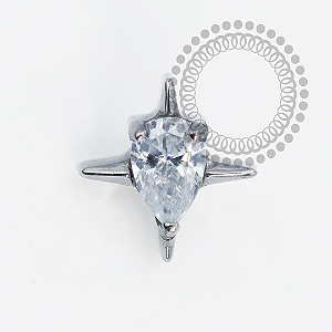 TN2017 Topo Mini Estrela Gota CZ Titânio ASTM F136