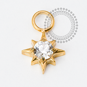 TN2035 Pingente Estrela Radiante Titânio PVD Gold