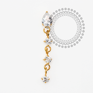 TN2037 Topo Pingente Gota CZ Titânio PVD GOLD