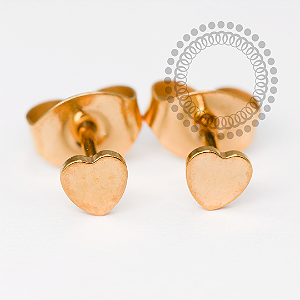 TN2047 Brinco Coração Liso Titânio PVD Gold