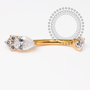 TN2052 Navel Gota Trinity CZ Titânio PVD Gold