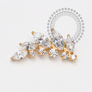 TN2059 Topo Cluster 5 Navetes CZ Titânio PVD Gold