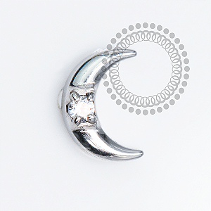 TN2081 Topo Mini Lua  CZ Crescente Titânio ASTM F136