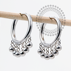 TN2079 Brinco Argola 12mm Esfera Titânio PVD Gold